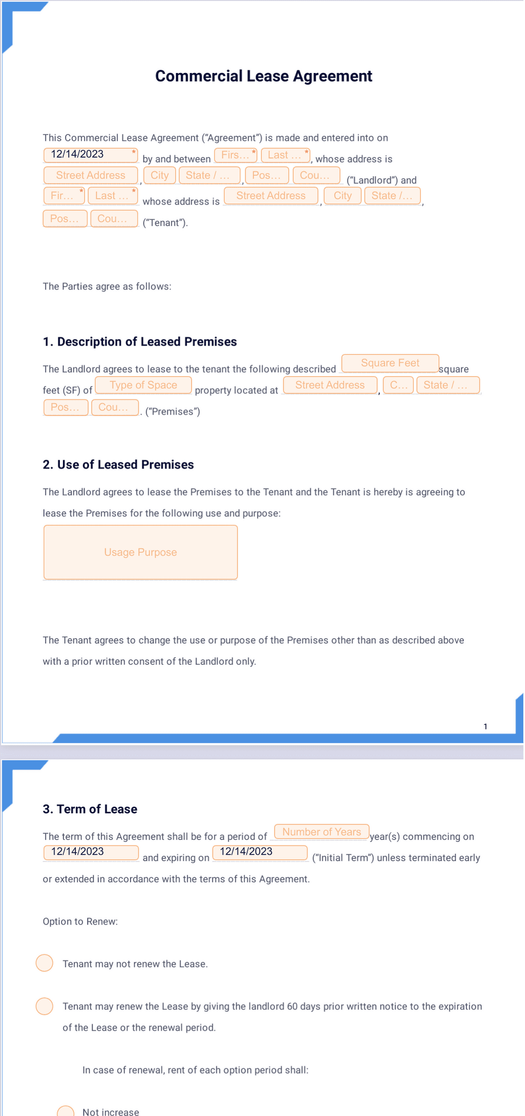 Free Printable Commercial Lease Agreement Form Download Free Printable 