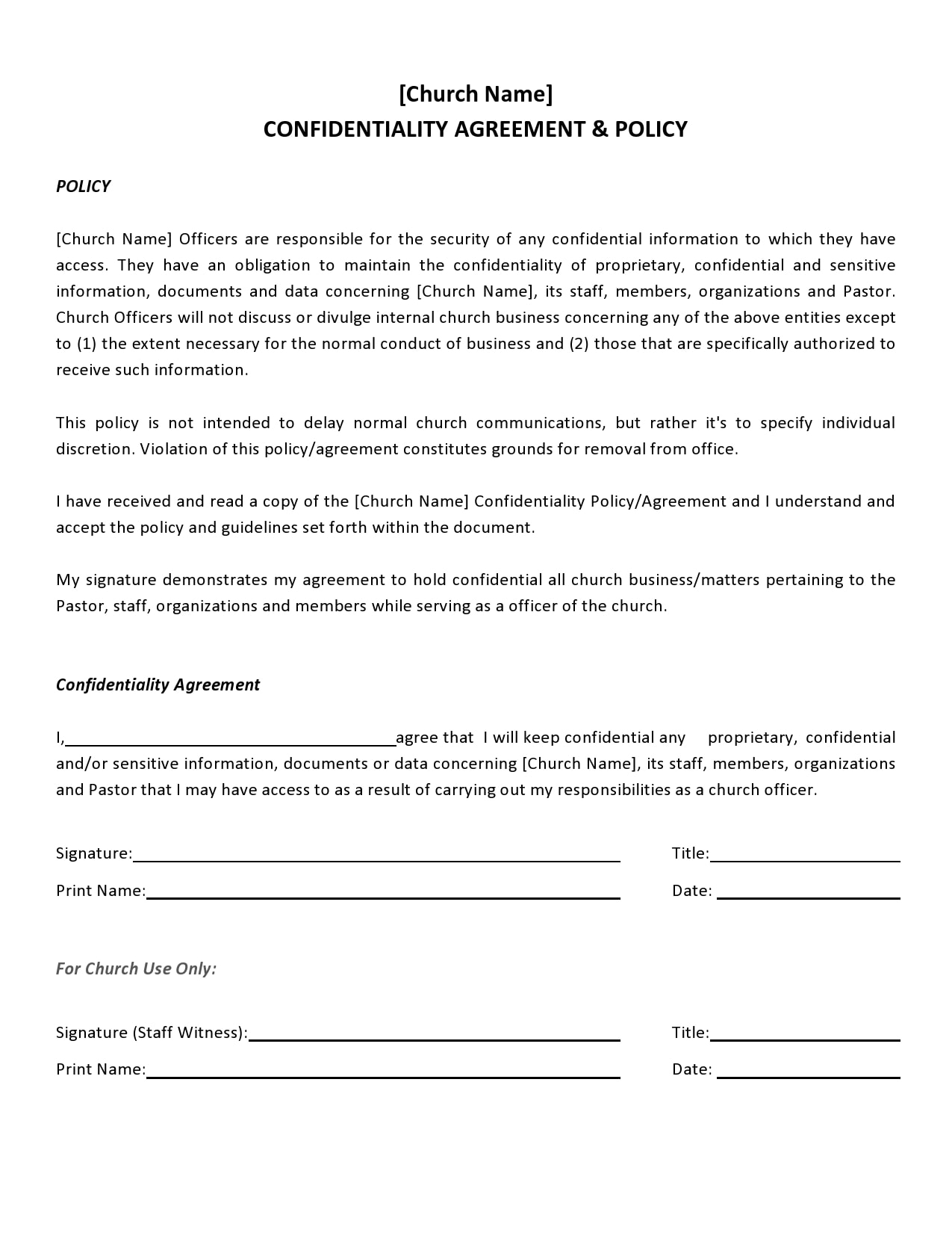 Free Printable Confidentiality Agreement Form Printable Templates