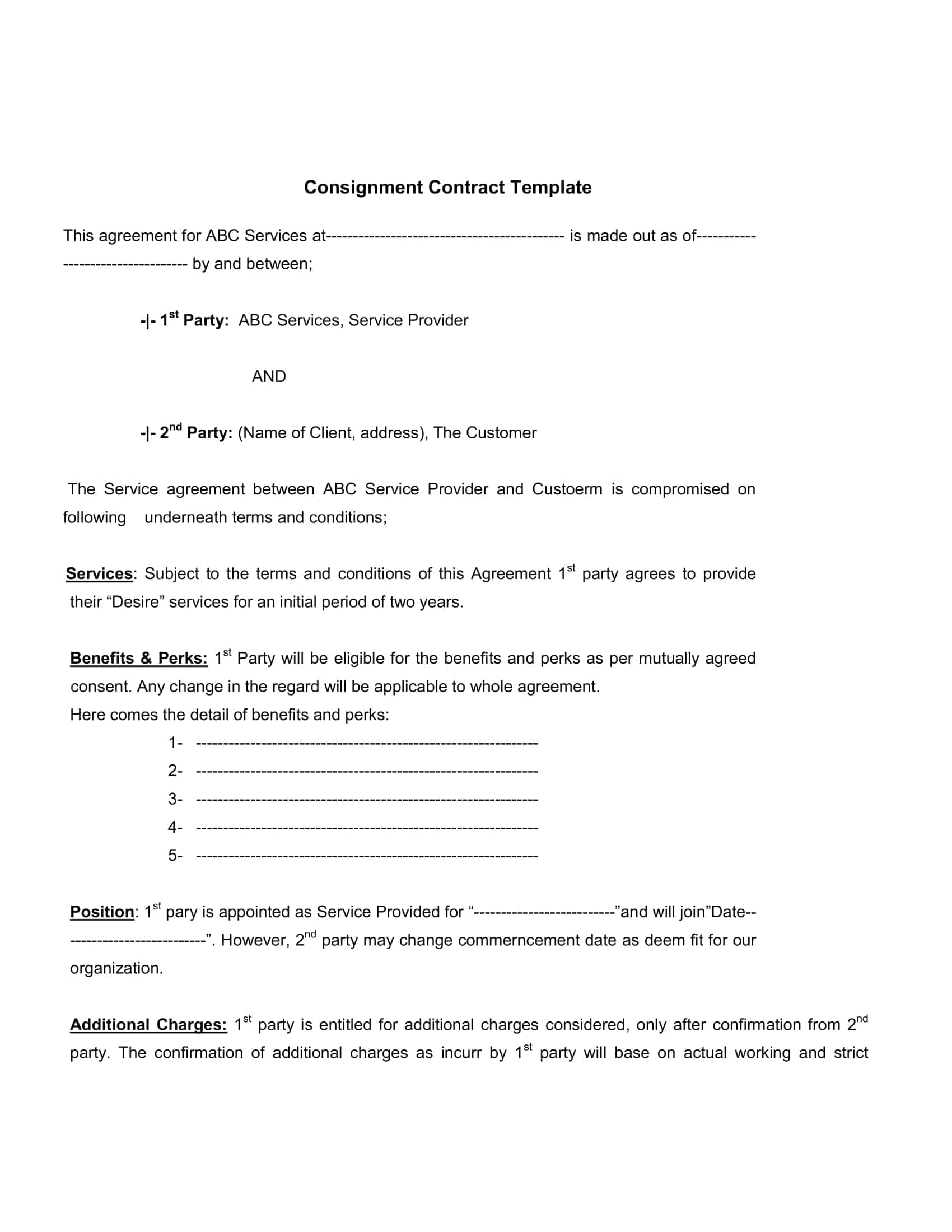 Free Printable Consignment Agreement Templates Word PDF 