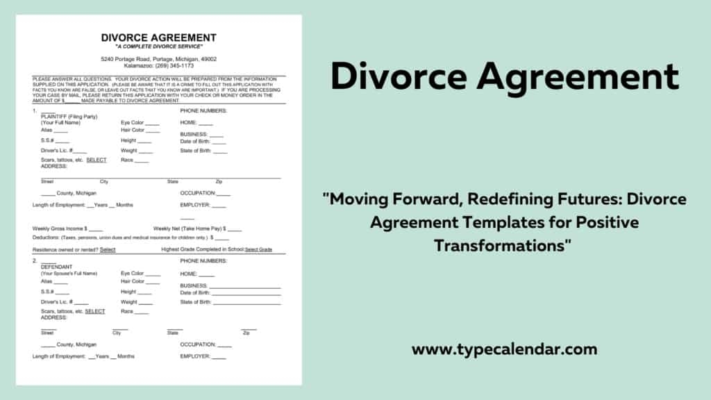 Free Printable Divorce Agreement Templates Word PDF Mutual