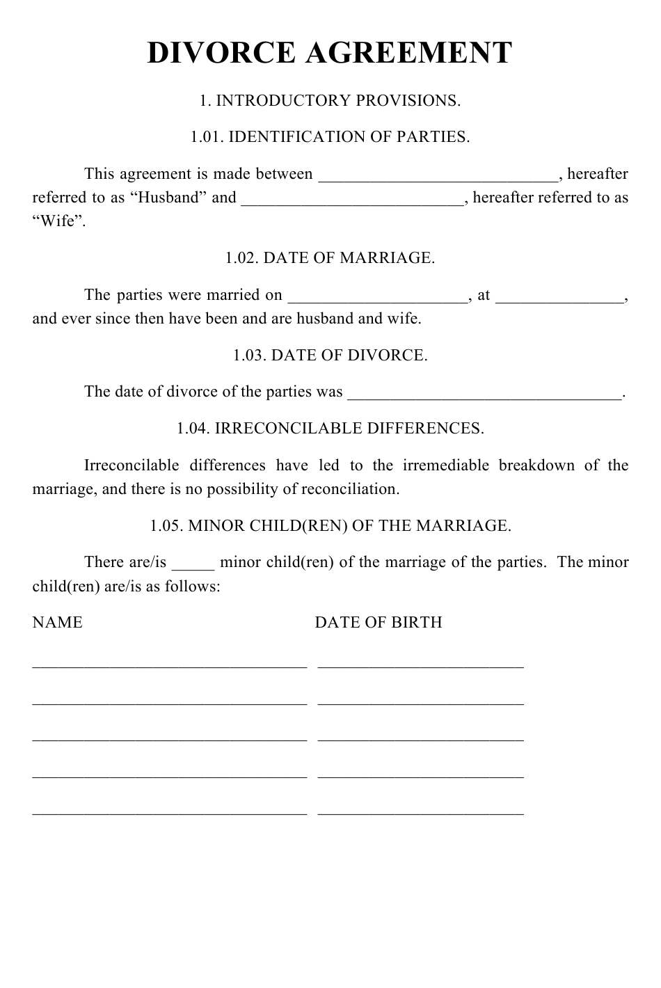 Free Printable Divorce Forms PDF Printable Divorce Papers