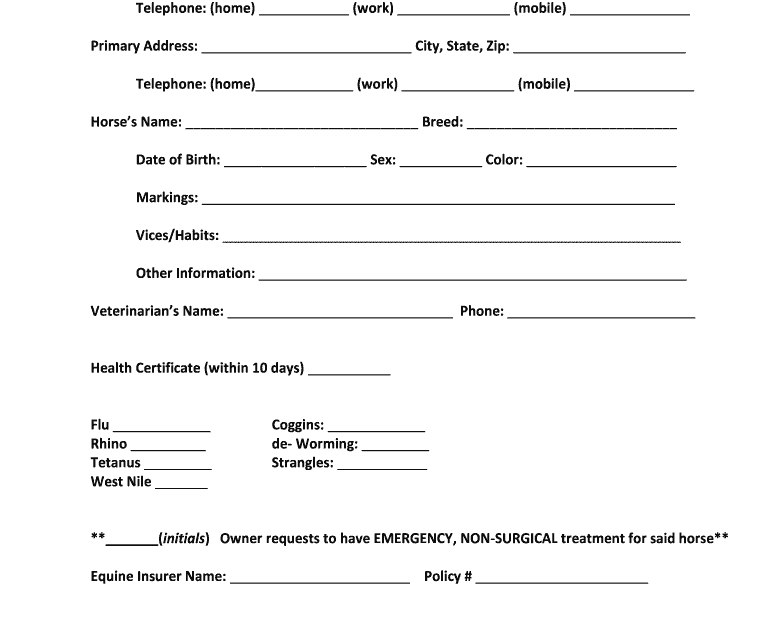Free Printable Horse Boarding Contract