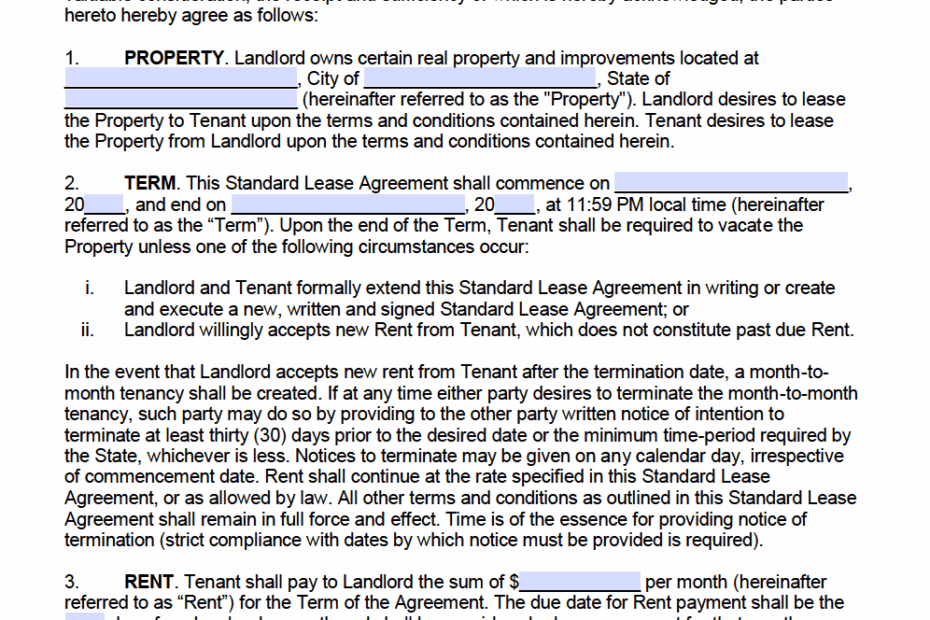 Free Printable Lease Agreement Template Word Printable Templates
