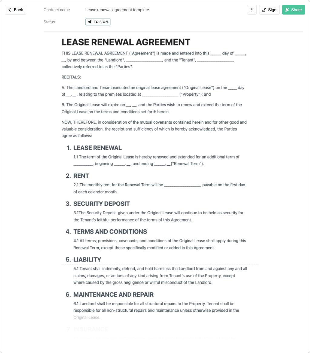 Free Printable Lease Renewal Free Printables Hub