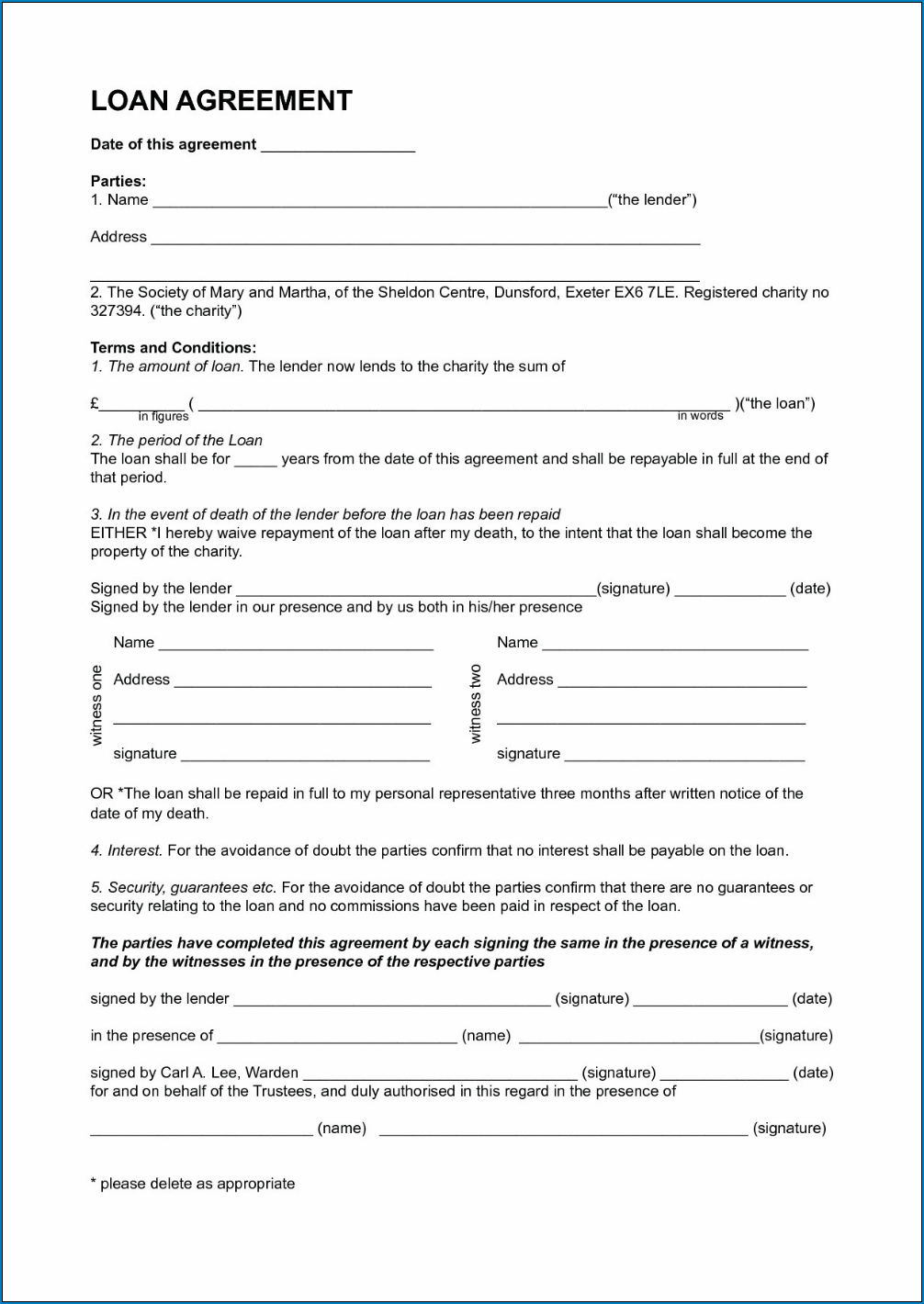  Free Printable Loan Agreement Template