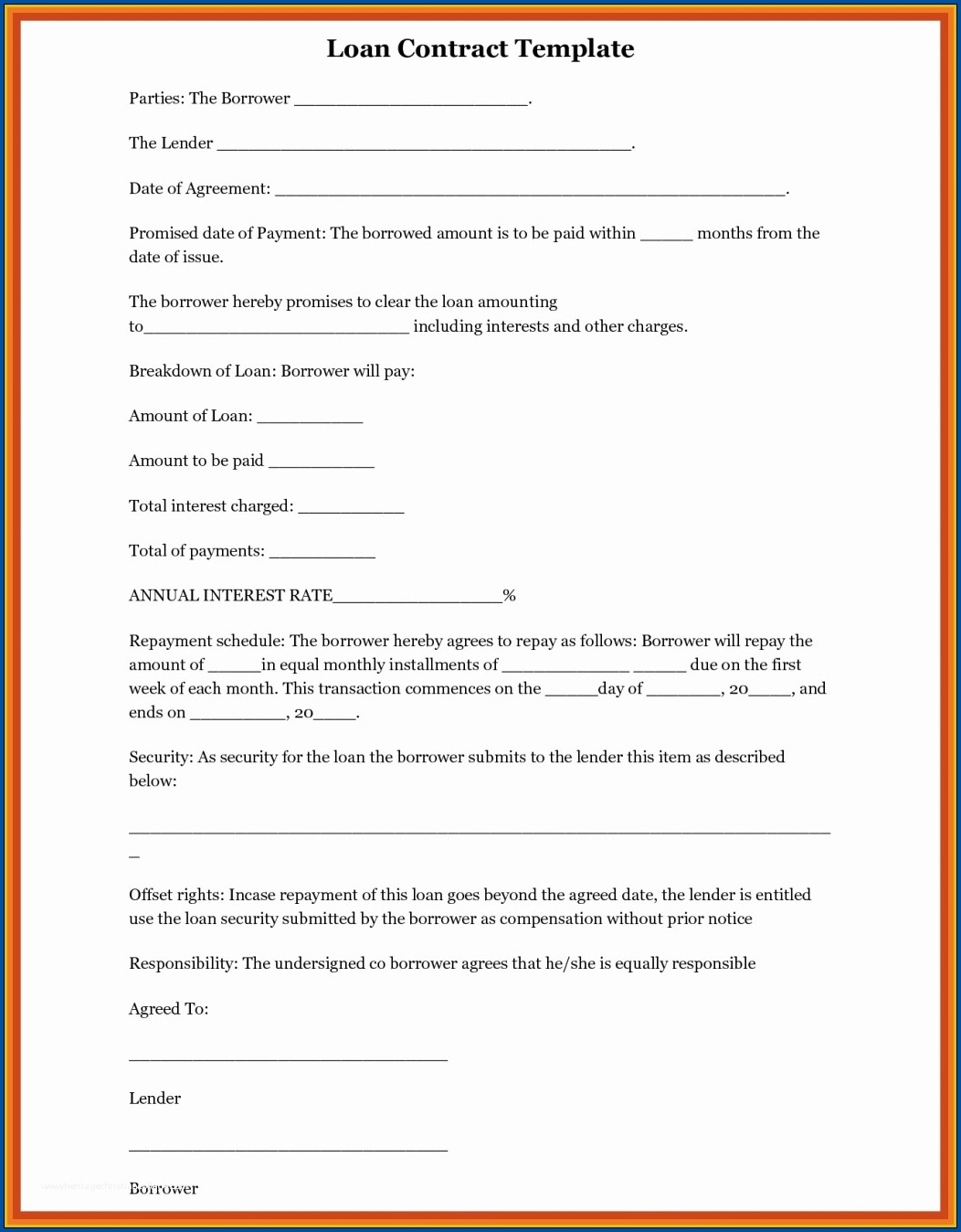 Free Printable Loan Contract Between Friends Agreement With Friends Sample