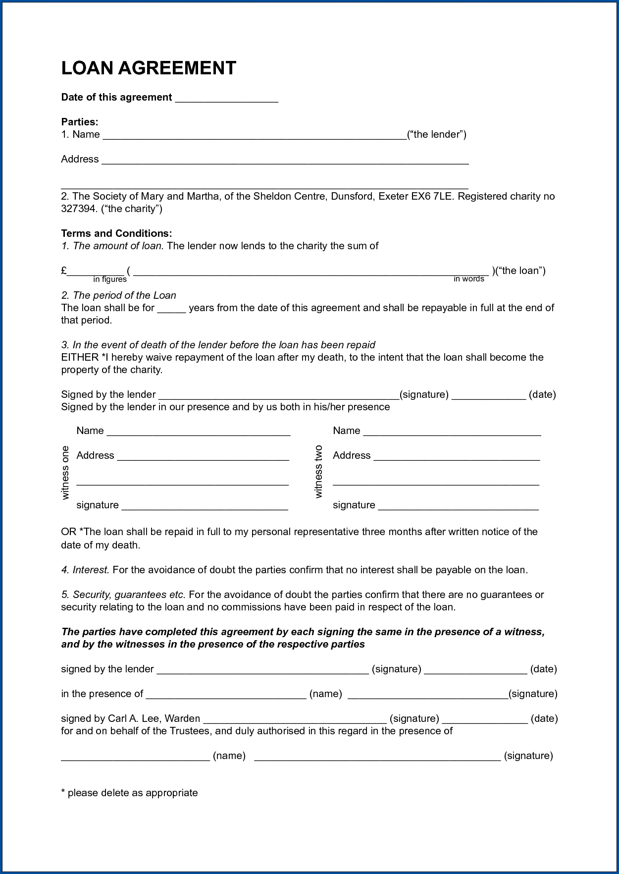  Free Printable Loan Contract Between Friends