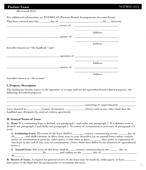 Free Printable Pasture Lease Agreement Printable Templates