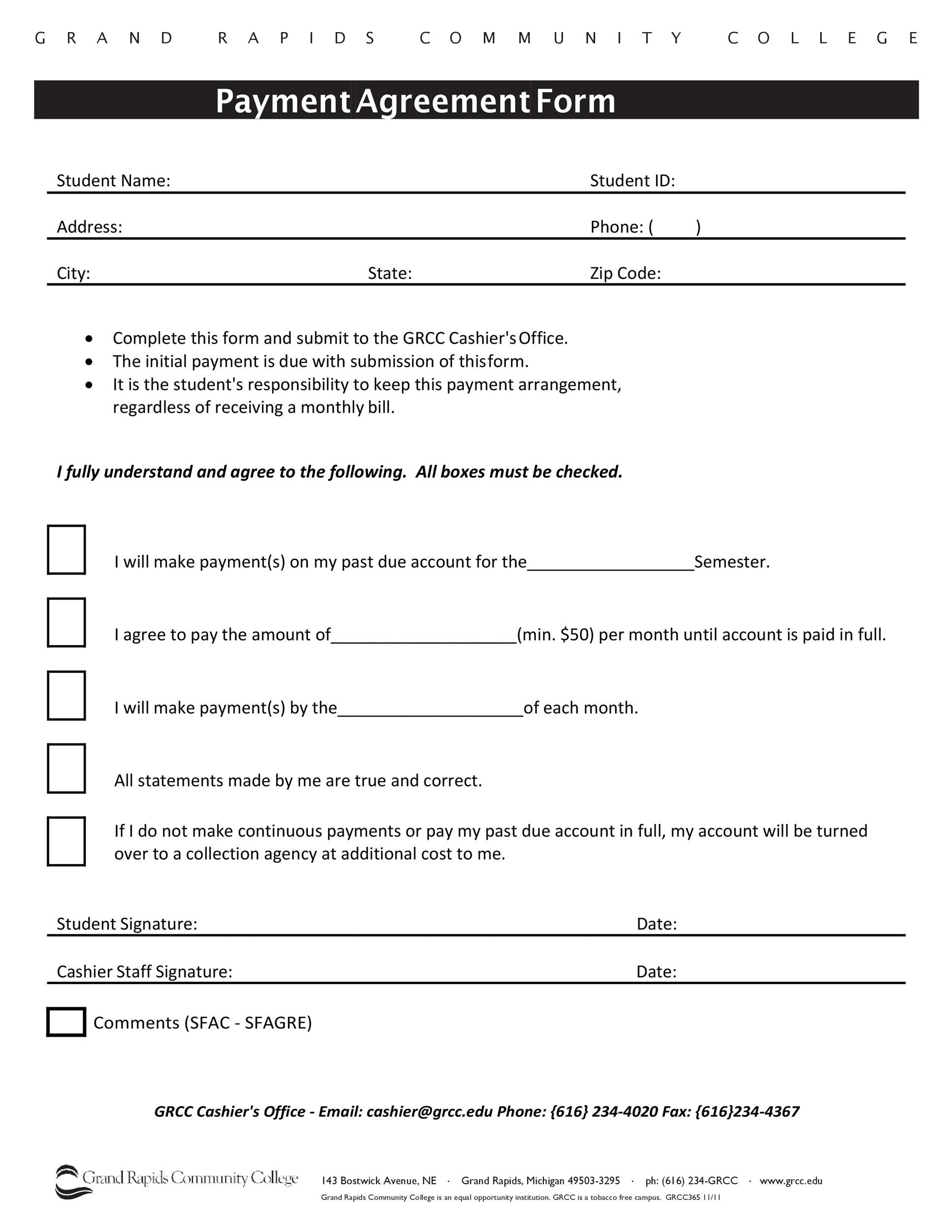 Free Printable Payment Agreement Printable Templates