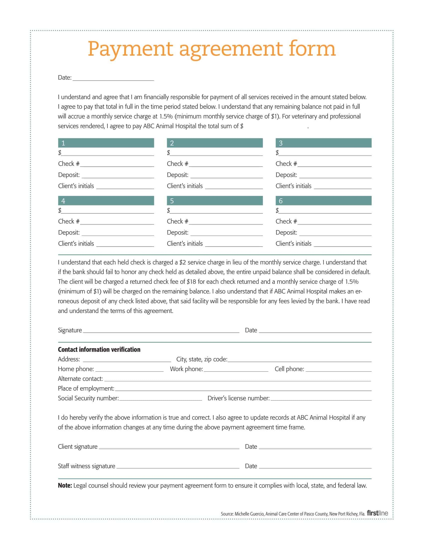 Free Printable Payment Agreement Templates PDF Word 