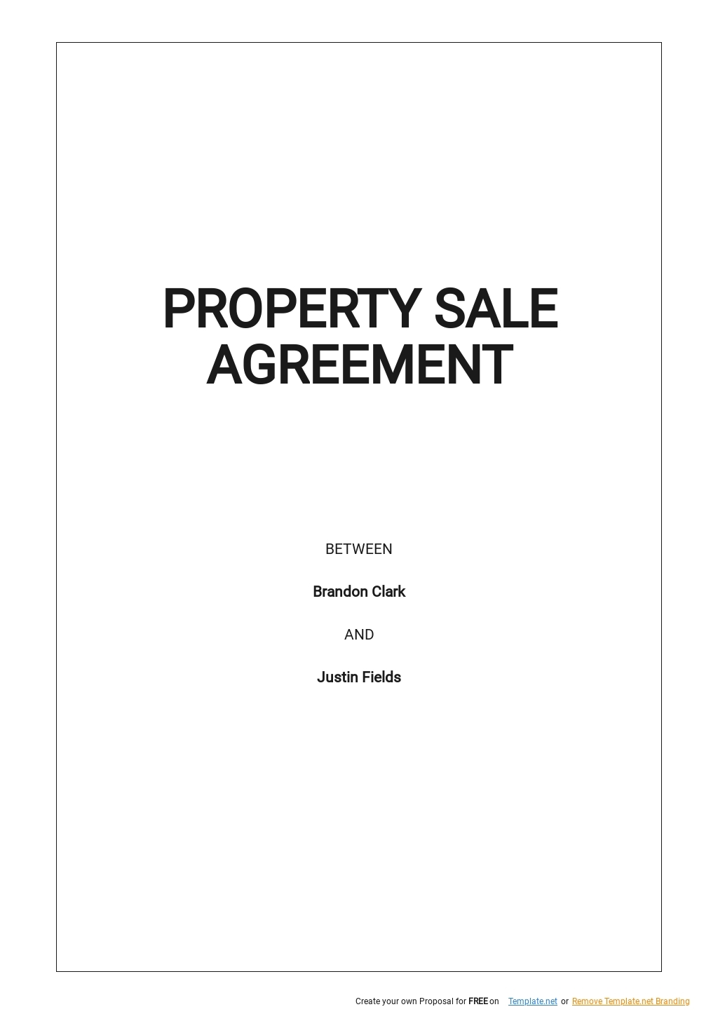 Free Printable Property Sale Agreement Template Google Docs Word 