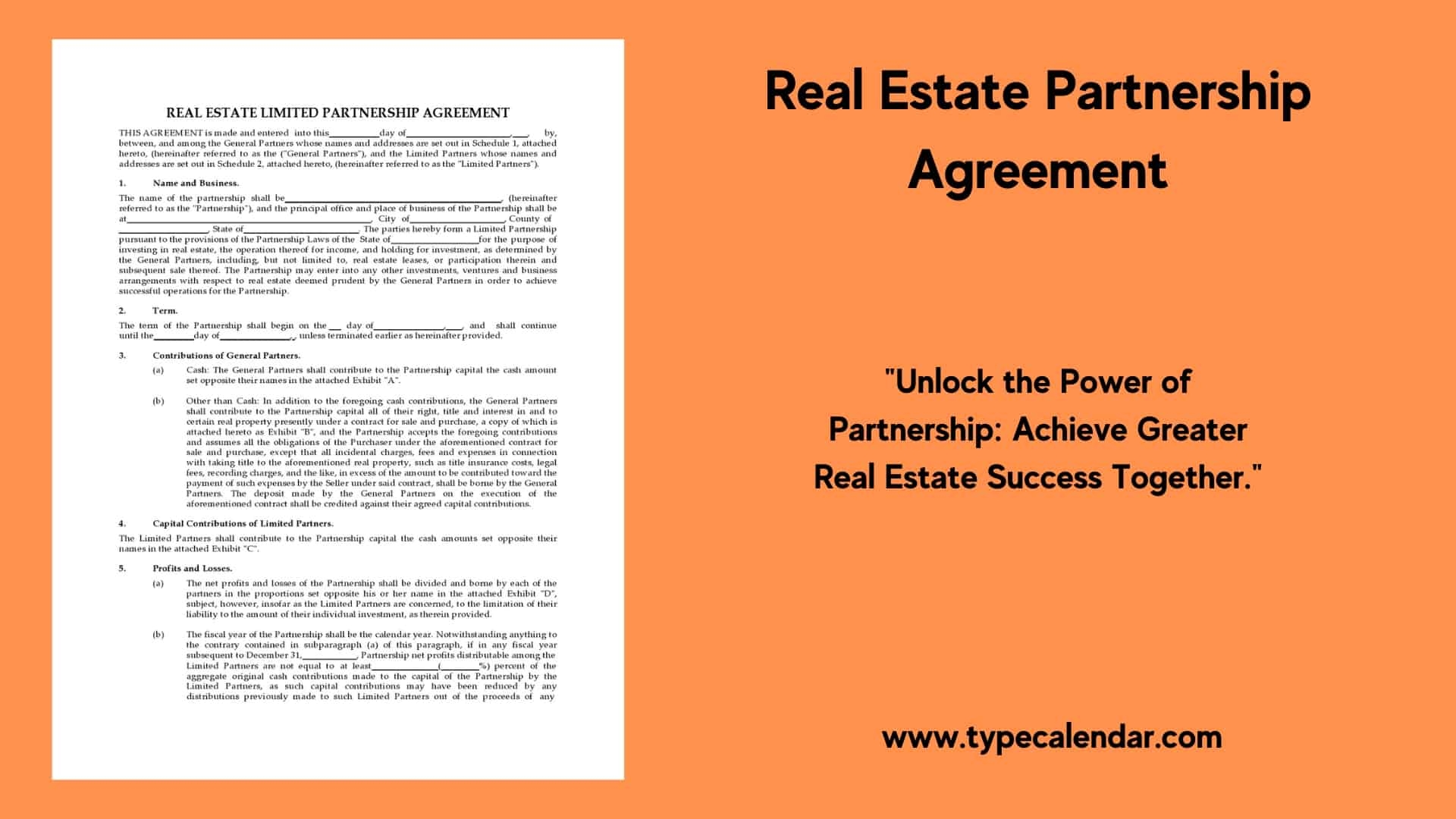Free Printable Real Estate Partnership Agreement Templates PDF Checklist