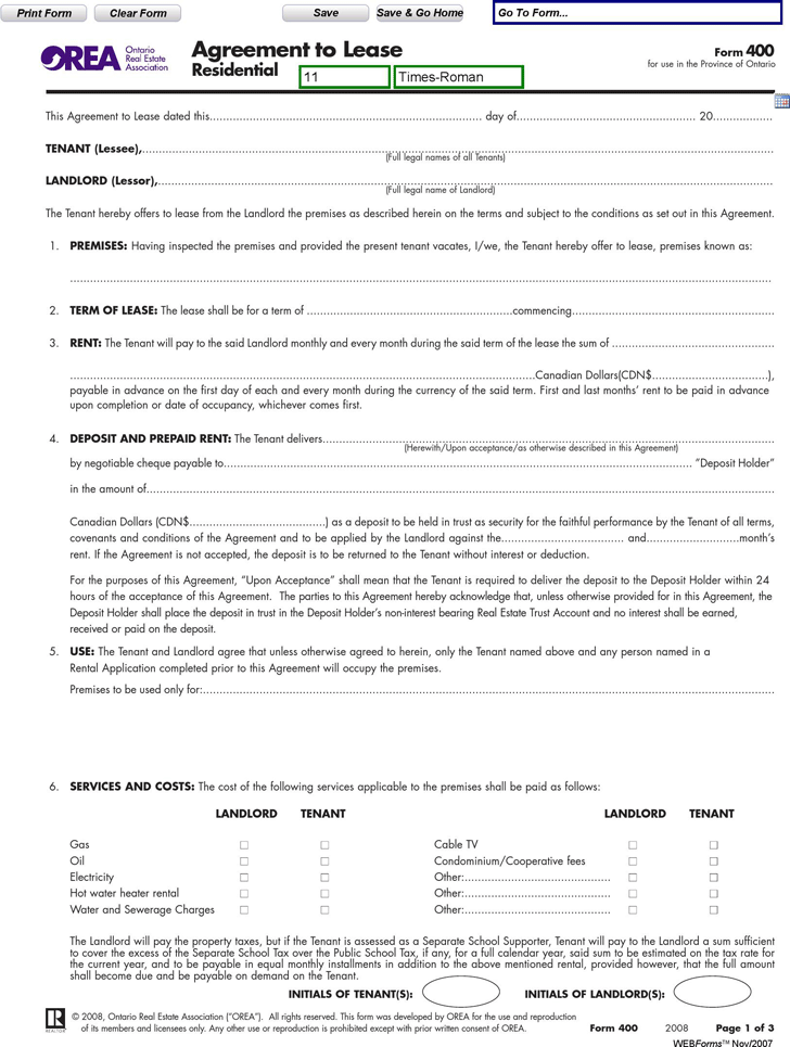 Free Printable Rental Agreement Forms Alberta Printable Forms Free Online