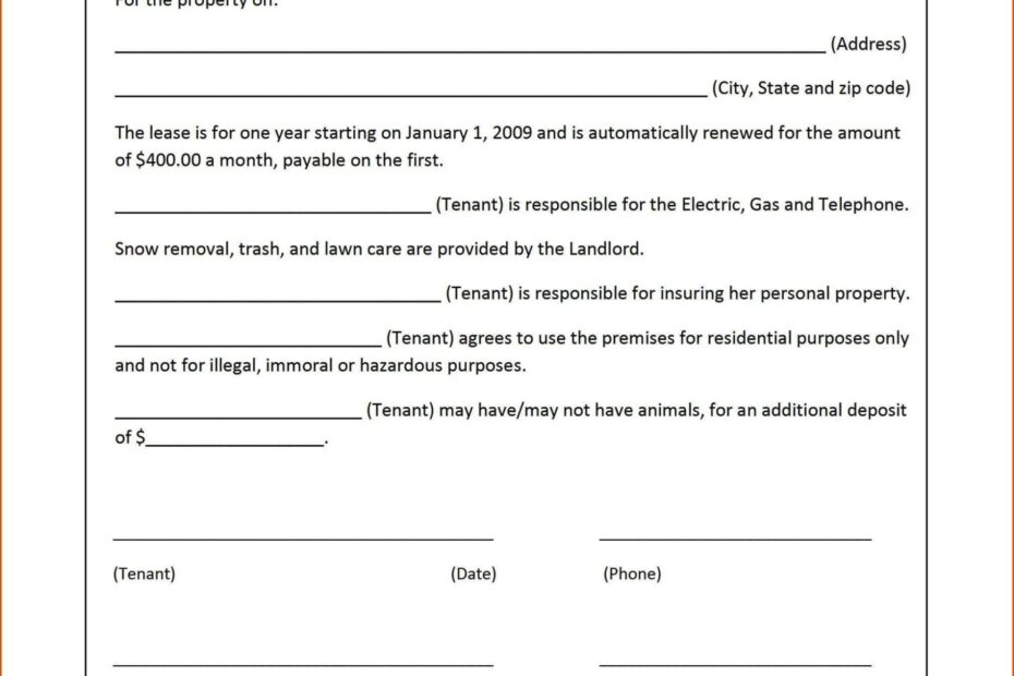 Free Printable Rental Agreement Template Word