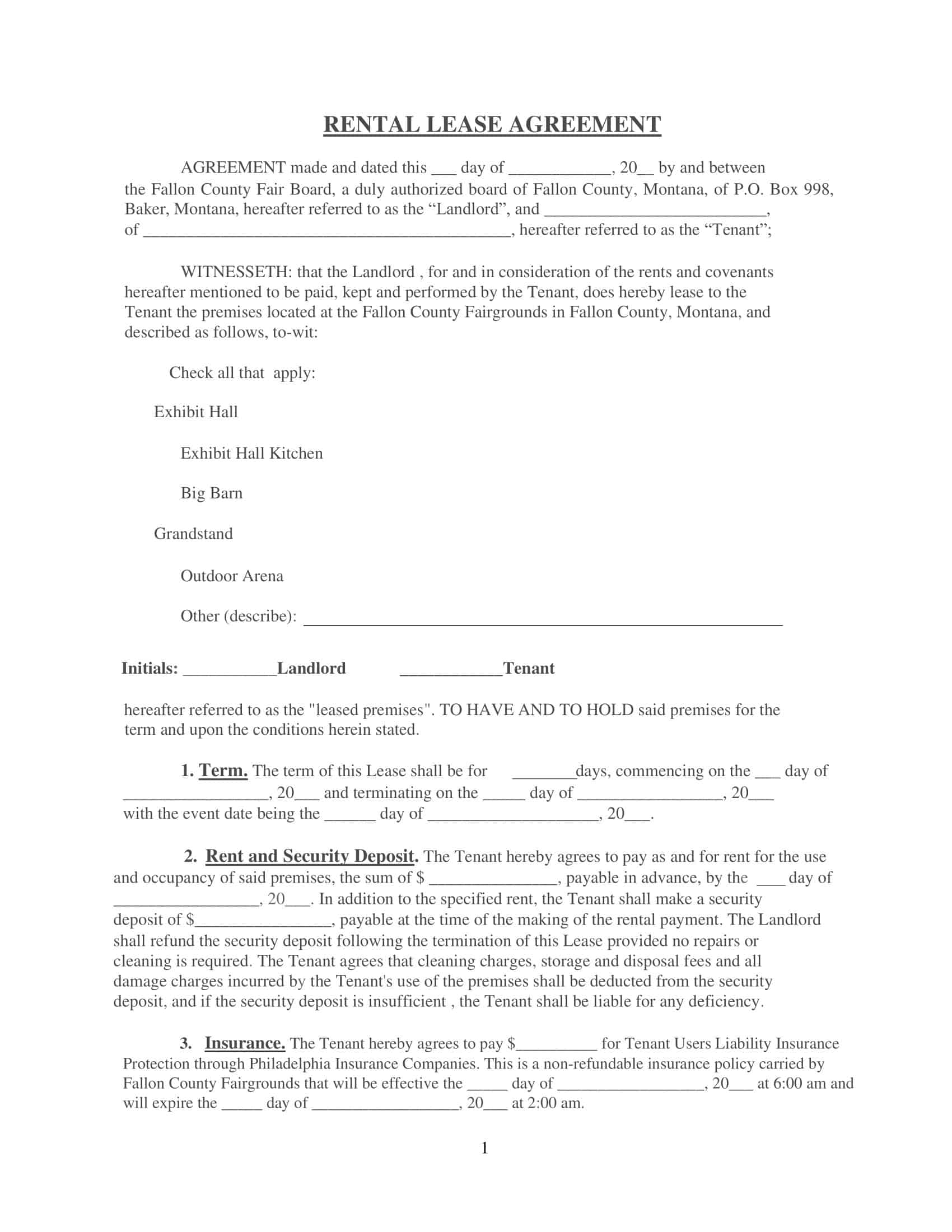 Free Printable Residential Lease Agreement Templates PDF Excel 