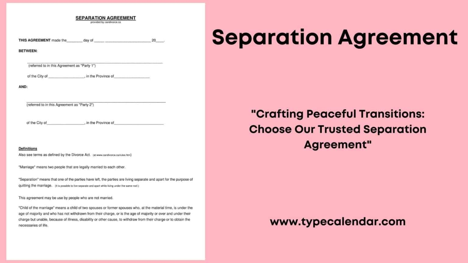 Free Printable Separation Agreement Templates PDF Word 