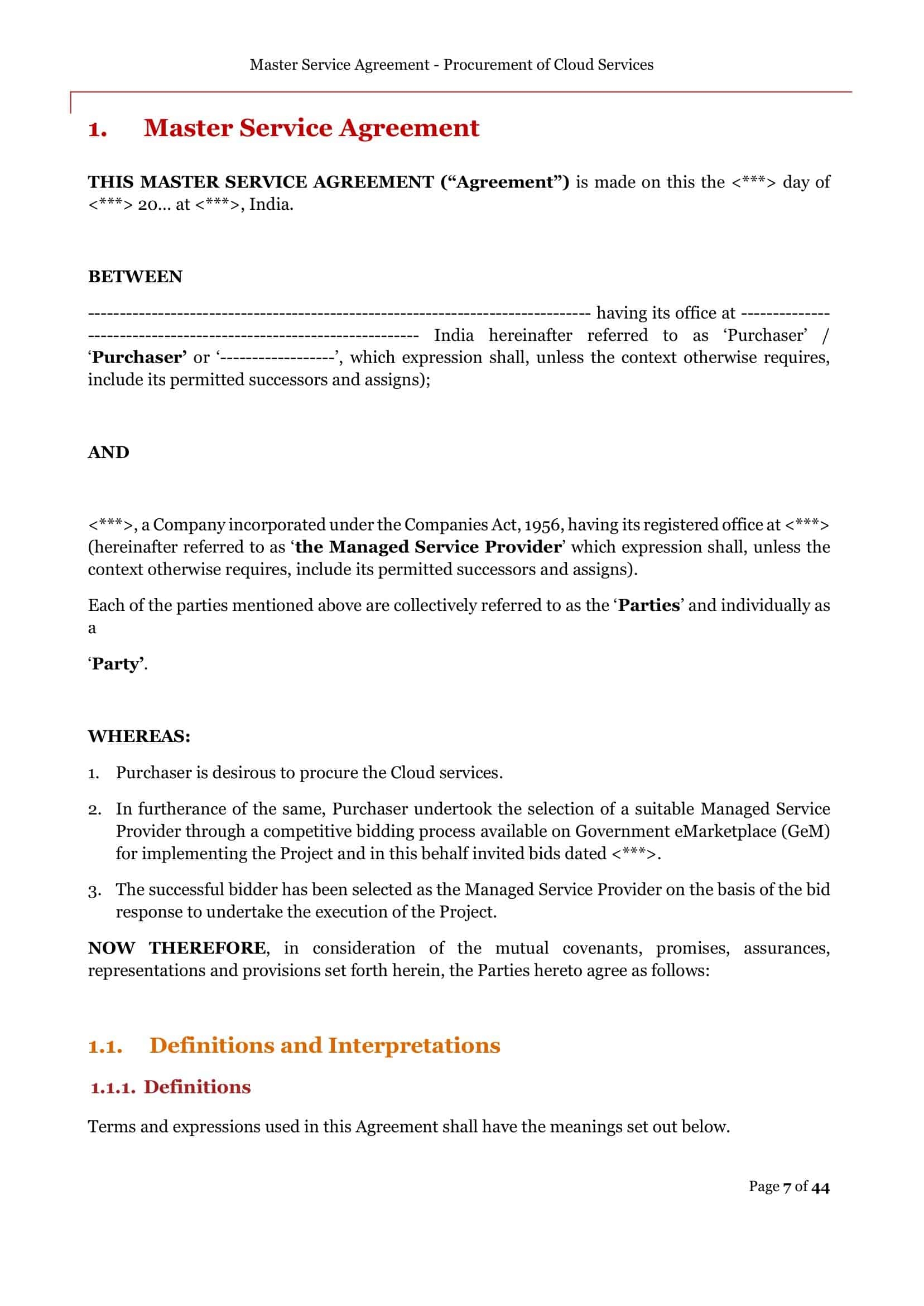 Free Printable Service Agreement Templates PDF Word 