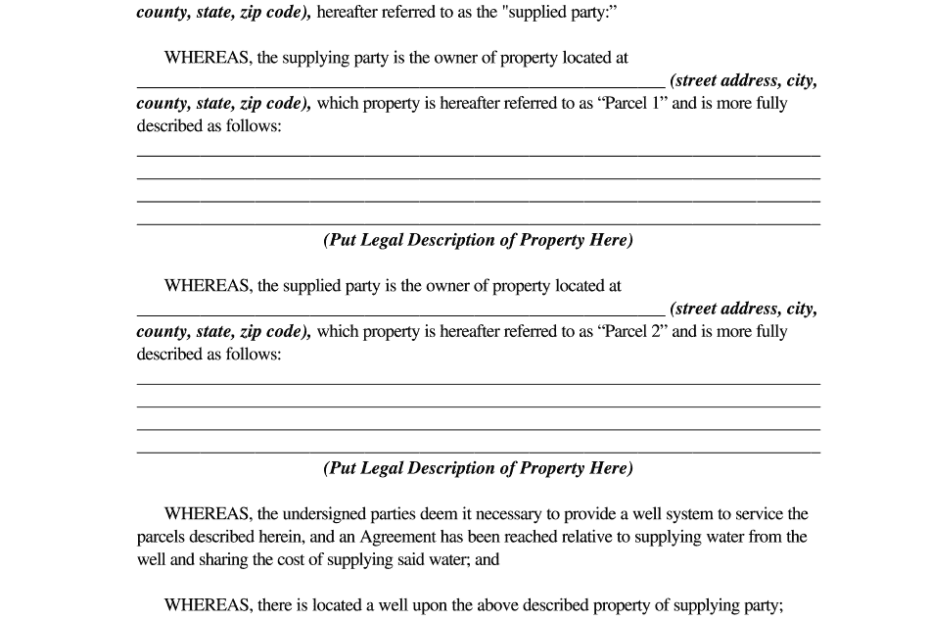 Free Printable Shared Well Agreement