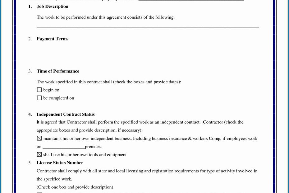 Free Printable Simple Contractor Agreement Template