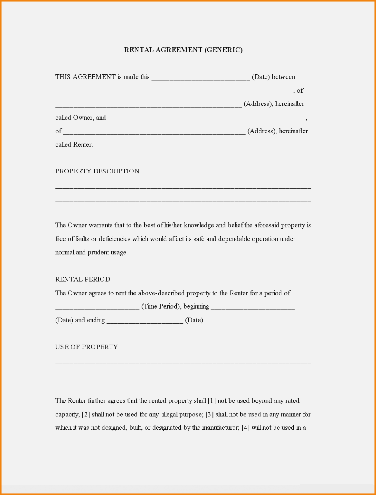 Free Printable Simple Rental Agreement Free Templates Printable