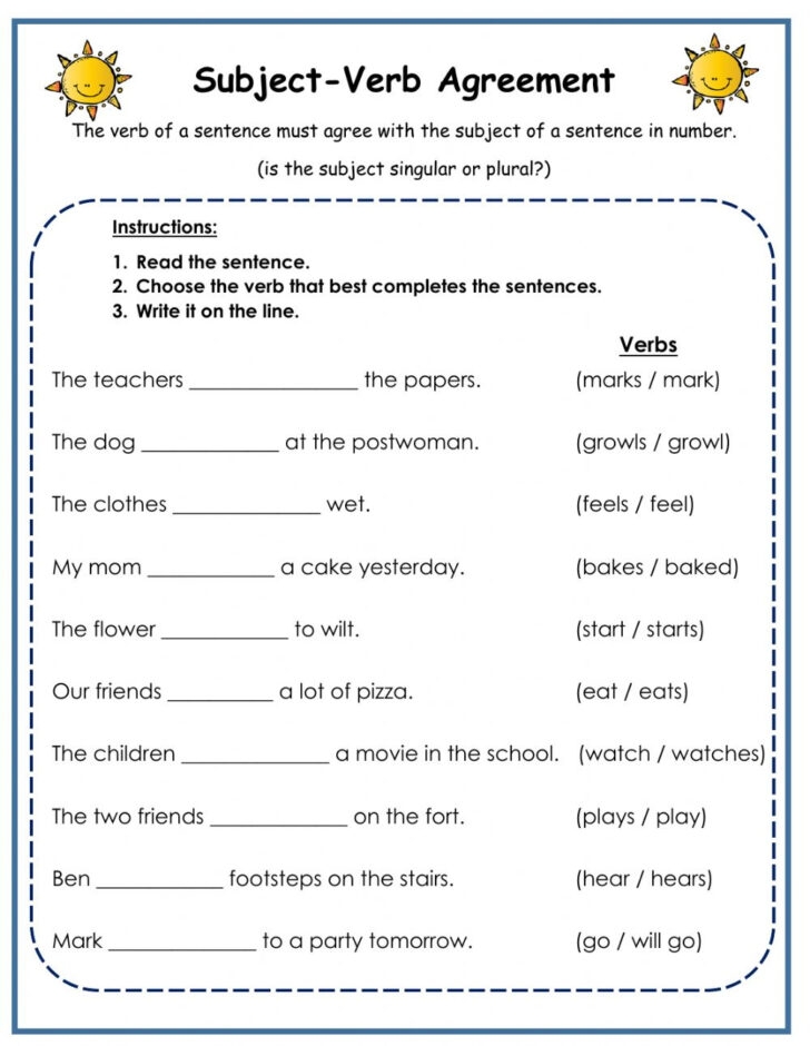 Free Printable Subject Verb Agreement Worksheets 159 Lyana Worksheets
