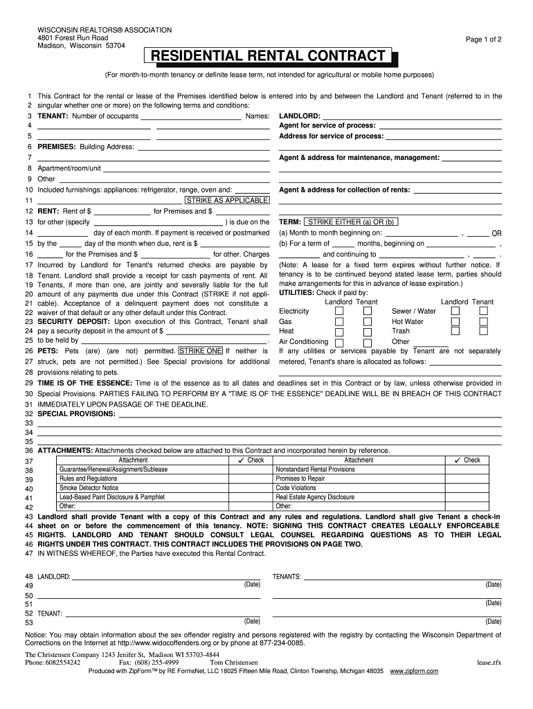 Free Printable Wisconsin Residential Lease Agreement Web The Landlord 