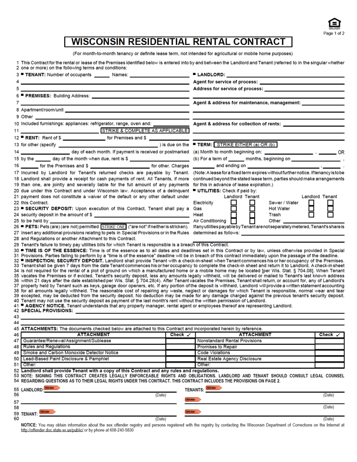 Free Printable Wisconsin Residential Lease Agreement Web The Landlord 