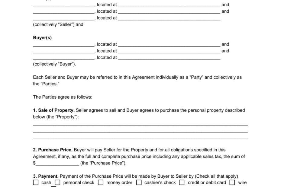 Free Purchase Agreement Template PDF Word