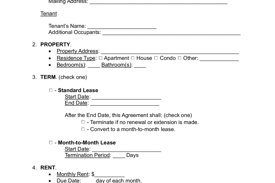 Free Rental Lease Agreement Templates 15 PDF Word EForms