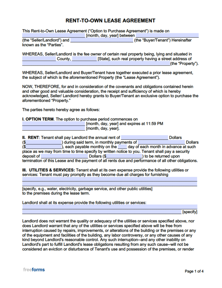 Free Rental Lease Agreement Templates PDF WORD