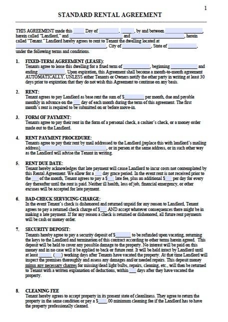 Free Residential Lease Agreements PDF And Word Templates