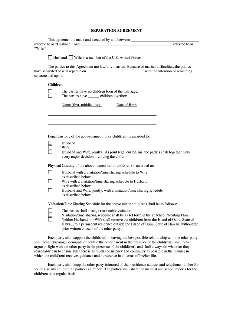 Free Separation Agreement Fill Out Sign Online DocHub