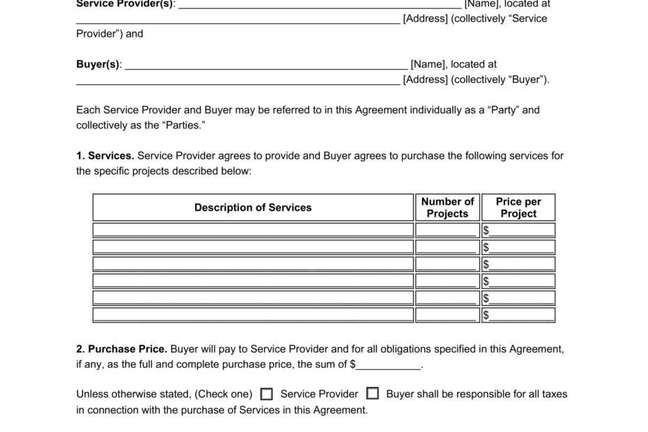 Free Service Agreement Template PDF Word