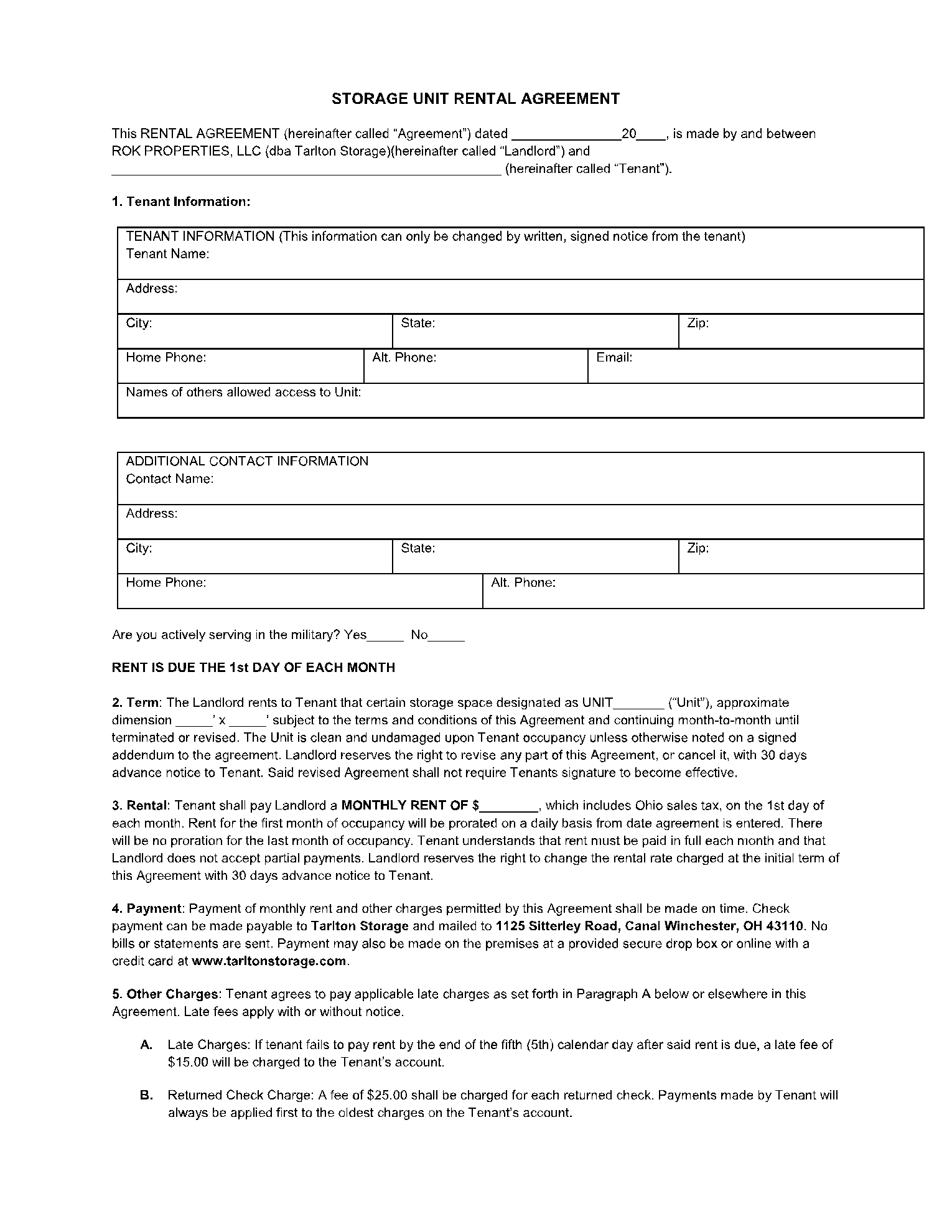 Free Storage Lease Agreement Template