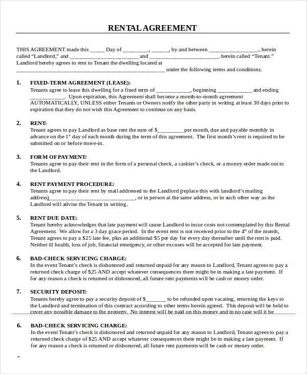 Free Tenant Lease Agreement Template