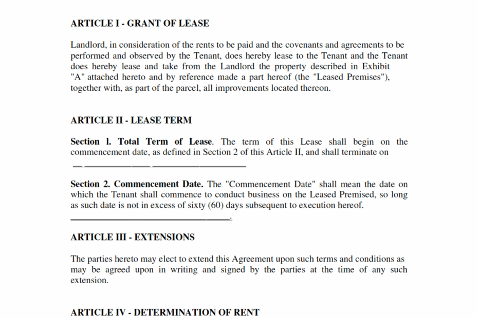 Free Texas Commercial Lease Agreement PDF