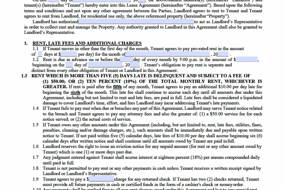 Free Utah Standard Residential Lease Agreement Template PDF WORD