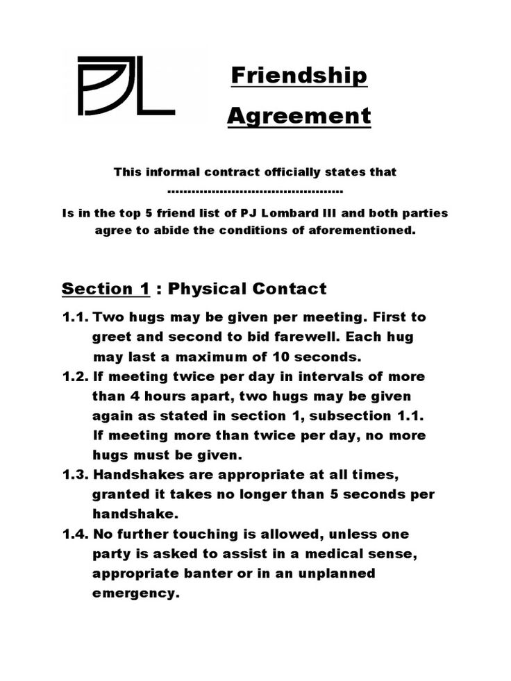 Friends With Benefits Contract Agreement