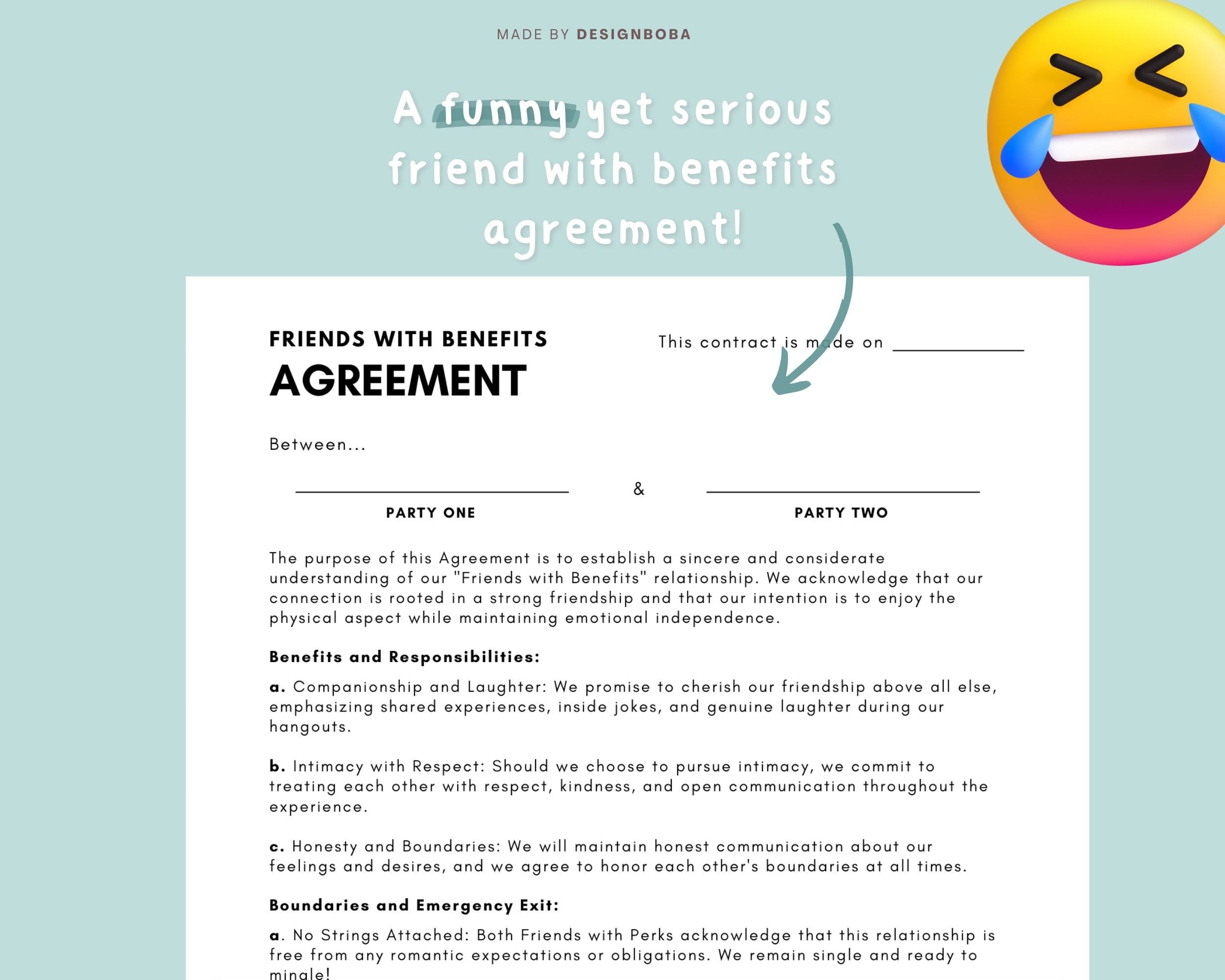 Friends With Benefits Contract Agreement
