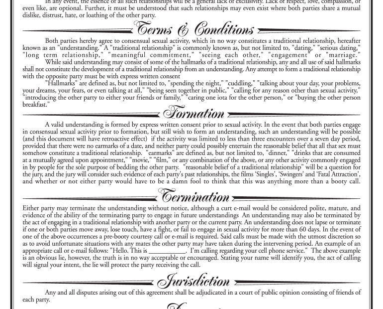 Friends With Benefits Contract Fill Online Printable Fillable