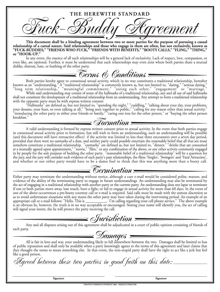 Friends With Benefits Contract Fill Online Printable Fillable 