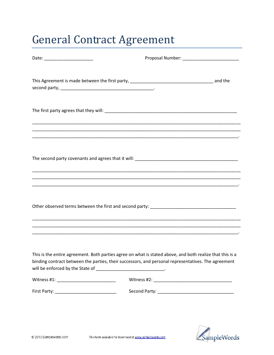 General Contract Agreement Template Fill Out Sign Online And 