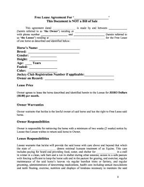 Horse Lease Agreement Word Document 2020 2025 Fill And Sign Printable 