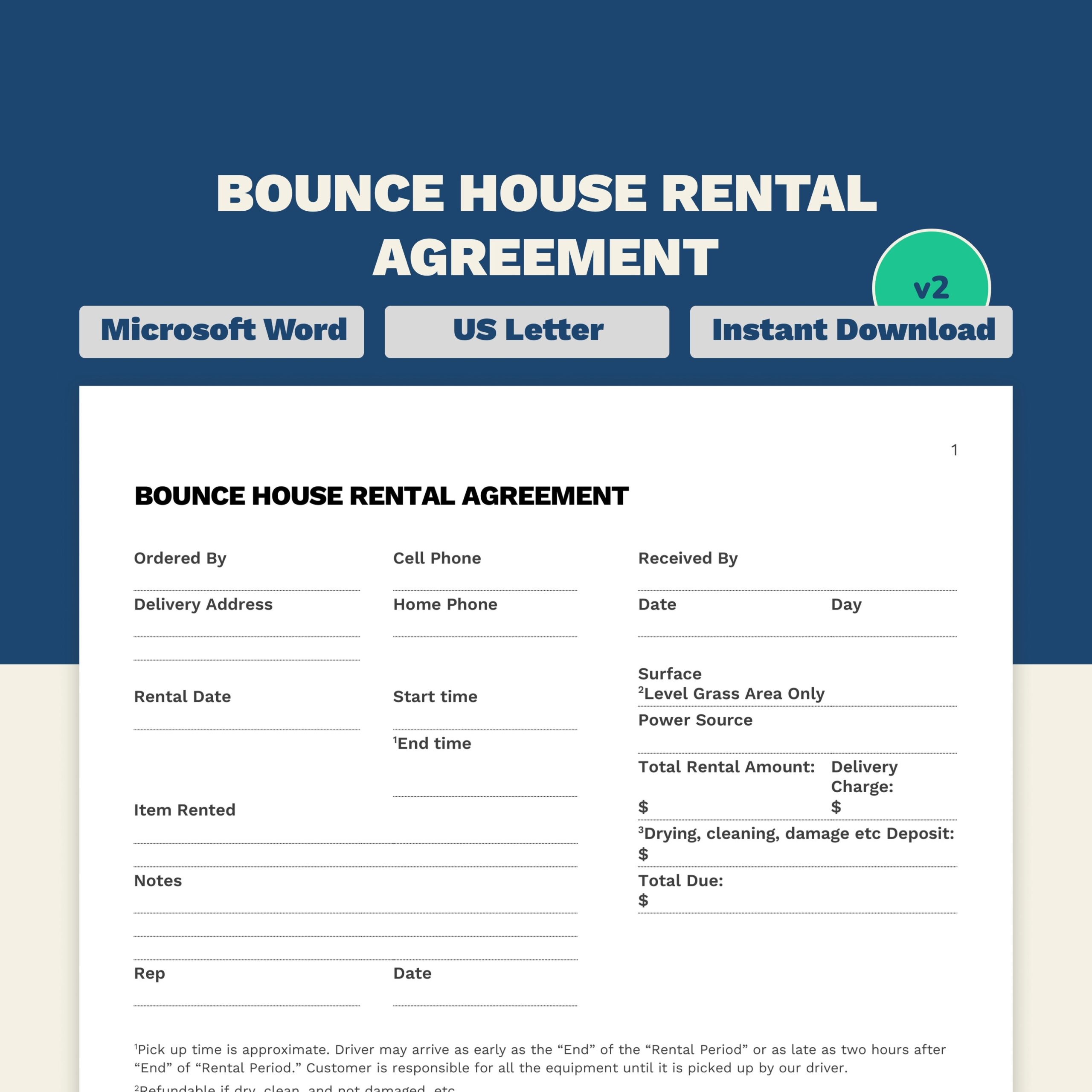 Inflatable Bounce House Rental Agreement Letter Size Jumper Rental 