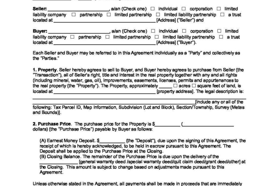 Land Purchase Agreement Template Create Download Print Land Sale