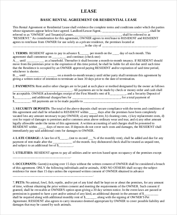 Lease Agreement Template Utilities Included PDF Template