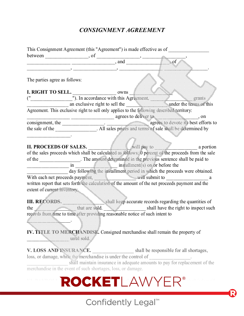 MAKE YOUR FREE Consignment Agreement Free Consignment Agreement Form