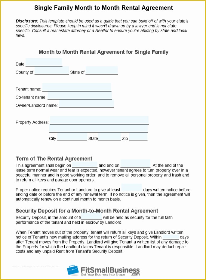 Month To Month Printable Lease