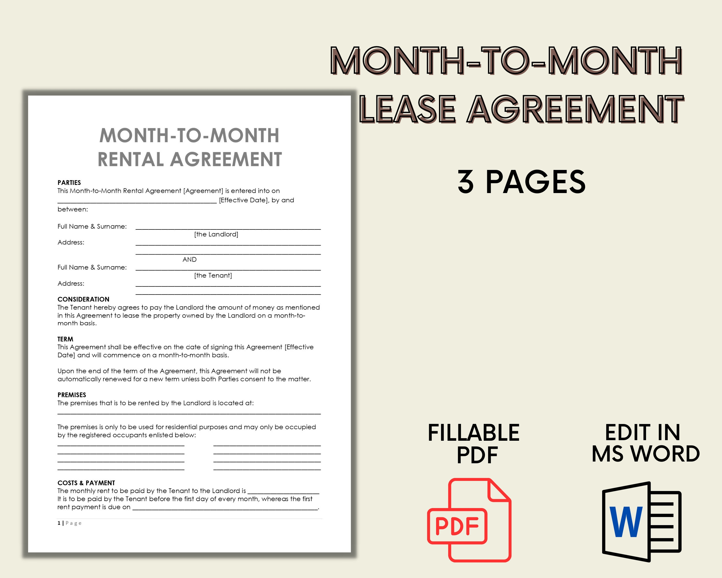 Month To Month Rental Agreement