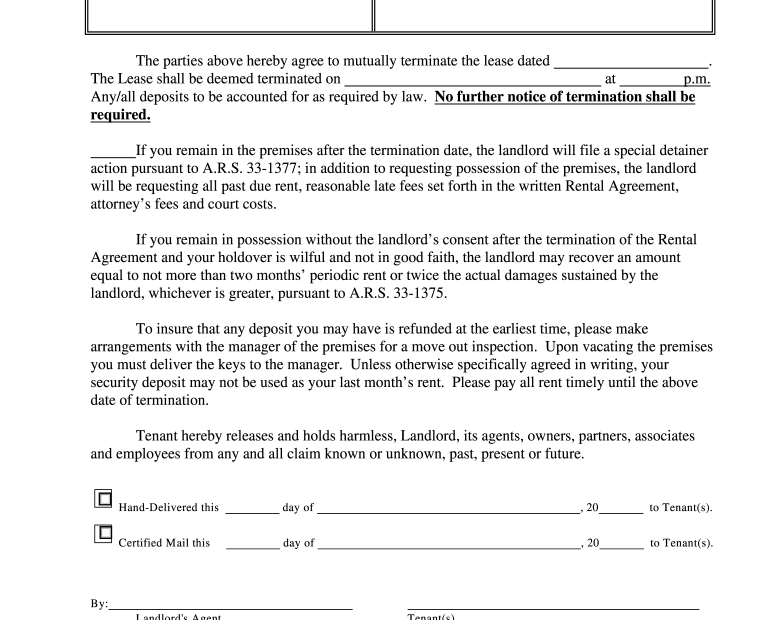 Mutual Lease Termination Agreement Pdf Fill Online Printable